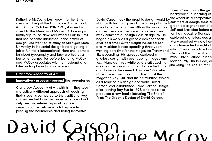 Booklet David Carson and Katherine McCoy, key figures, page