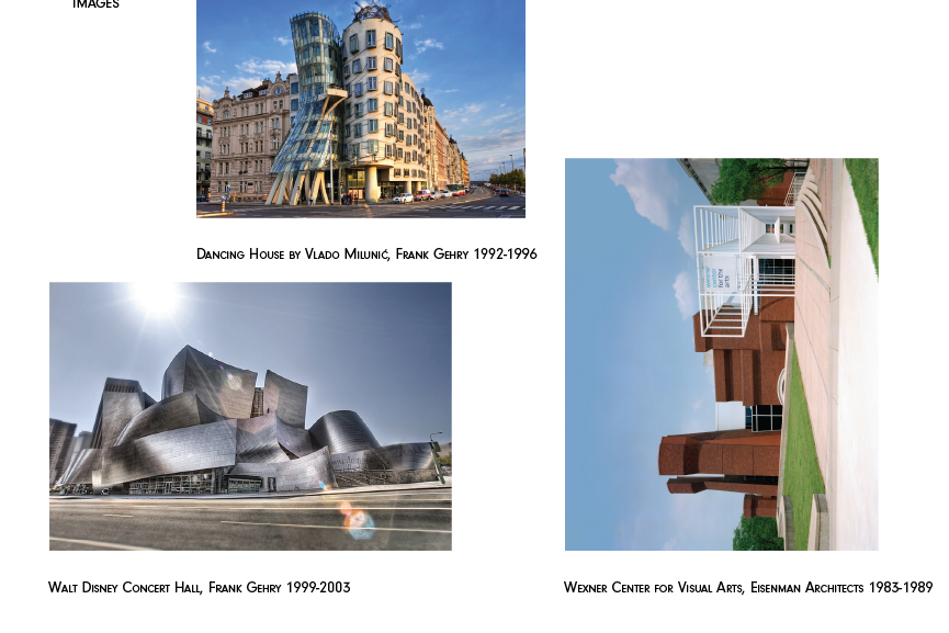 Booklet "Images" section. Photos of movement in architecture across the page.