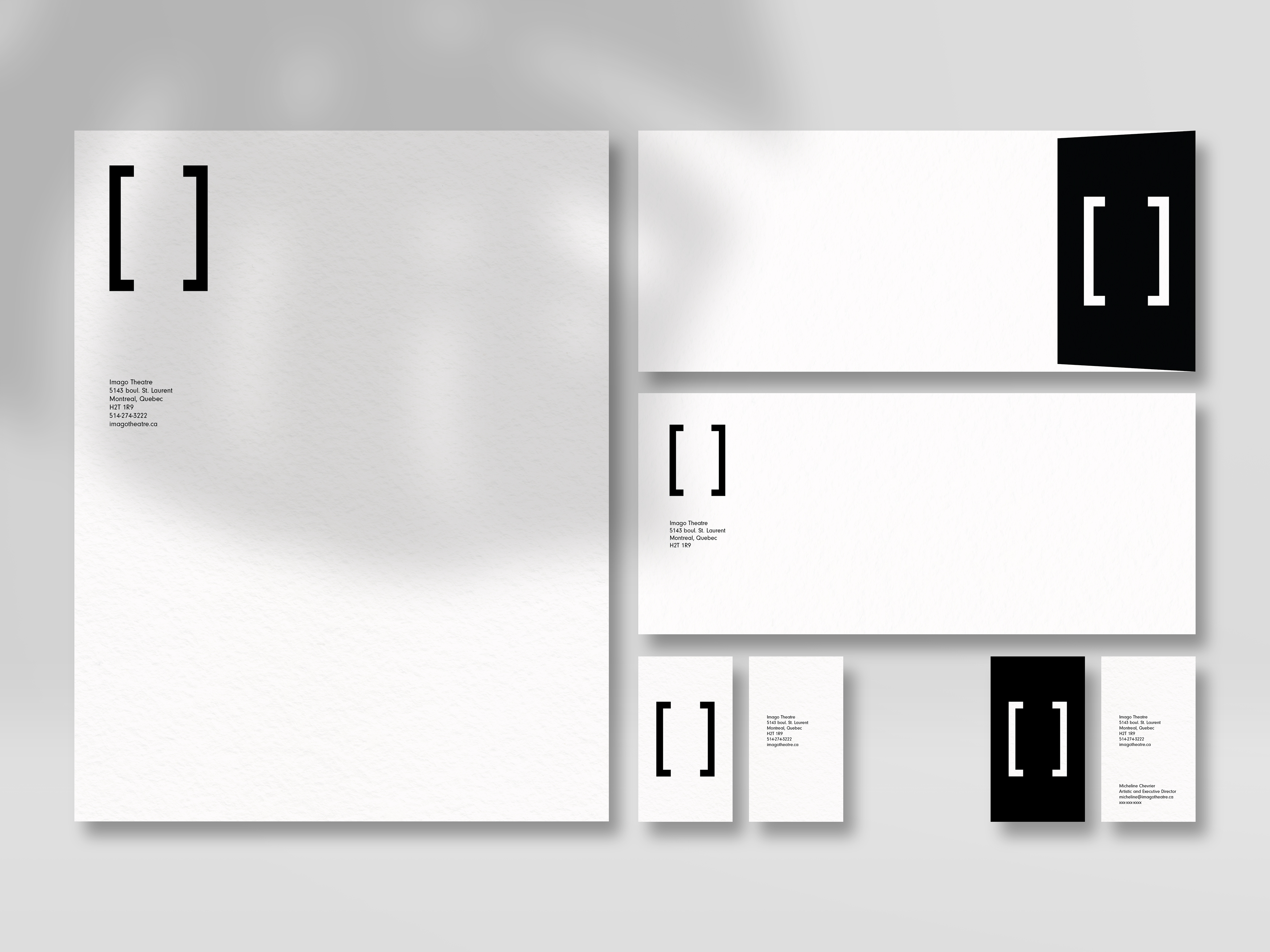 Imago stationery mockup with a shadow in the top left corner.